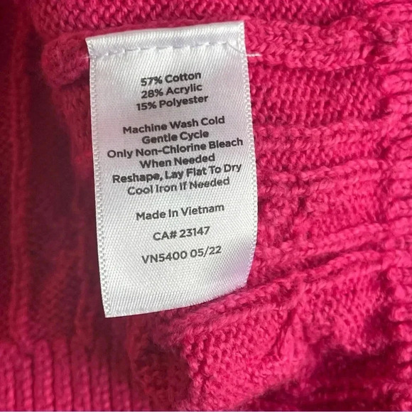 Talbots Women’s Pink Cable Knit Pullover Sweater Button Cuff Large Classic Warm - Picture 5 of 8